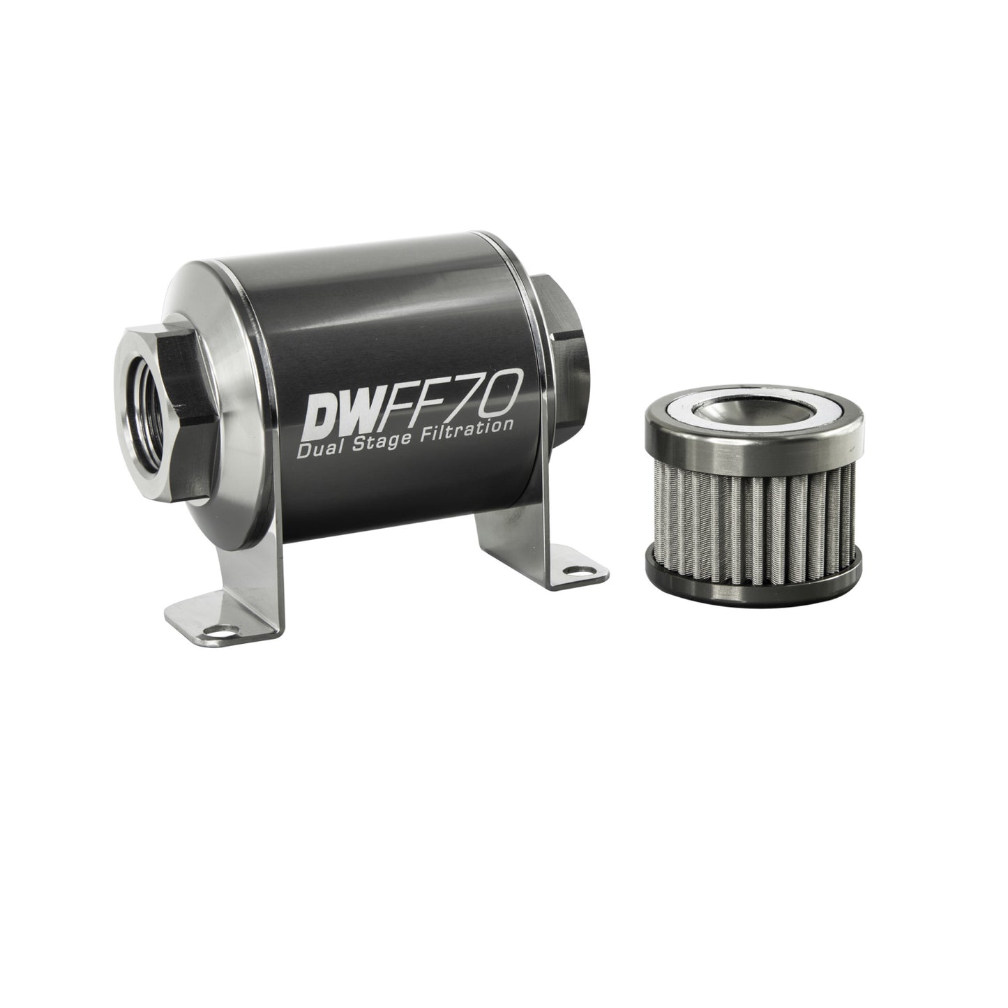 Deatschwerks In-line fuel filter element and housing kit, stainless steel 100 micron, -10AN, 70mm. Universal DEW-8-03-070-100K