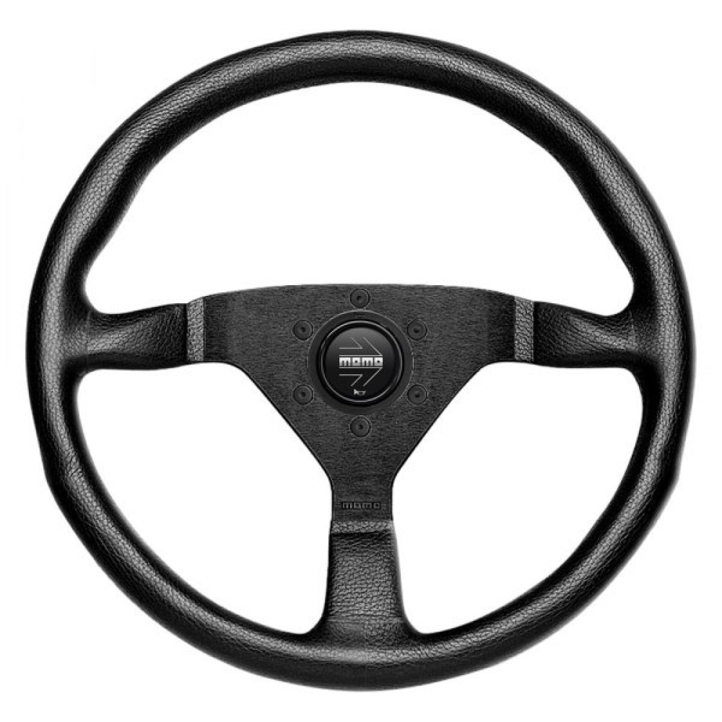 MOMO MCL35BK1B - 3-Spoke Monte Carlo Series Black Leather Steering Wheel with Black Stitch MCL35BK1B