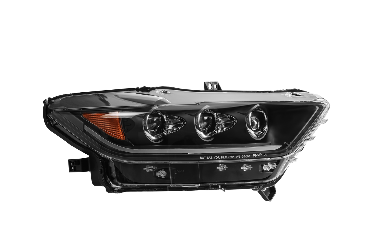 RENEGADE 2015-2017 Mustang Full LED high/Low beam Sequentail Head light - Glossey Black/Clear WINJET-CHRNG0687-B-SQ