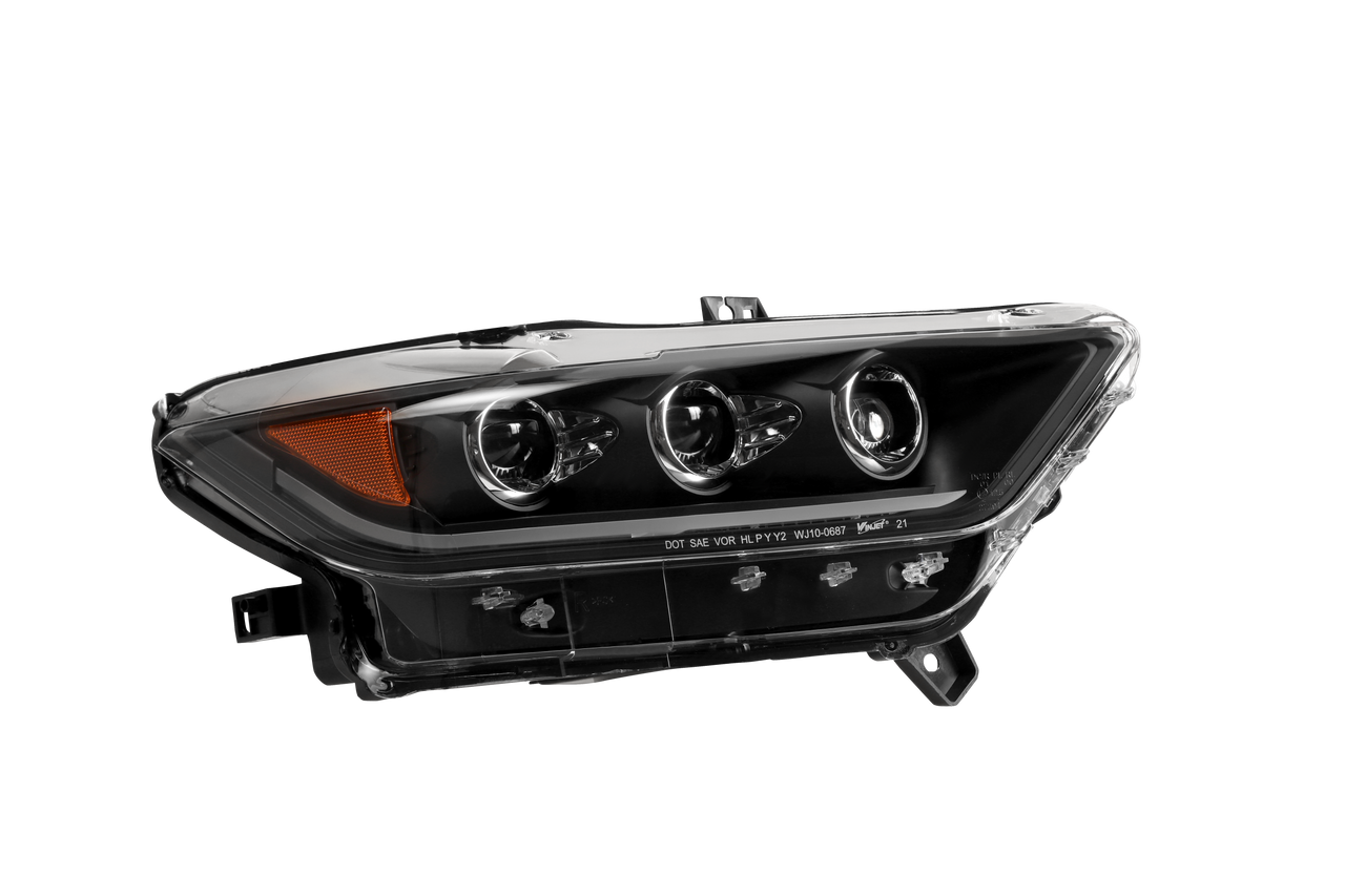 RENEGADE 2015-2017 Mustang Full LED high/Low beam Sequentail Head light - Glossey Black/Clear WINJET-CHRNG0687-B-SQ
