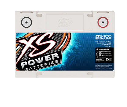 XS Power Batteries 12V AGM D Series Batteries - M6 Terminal Bolts Included 3300 Max Amps D3400