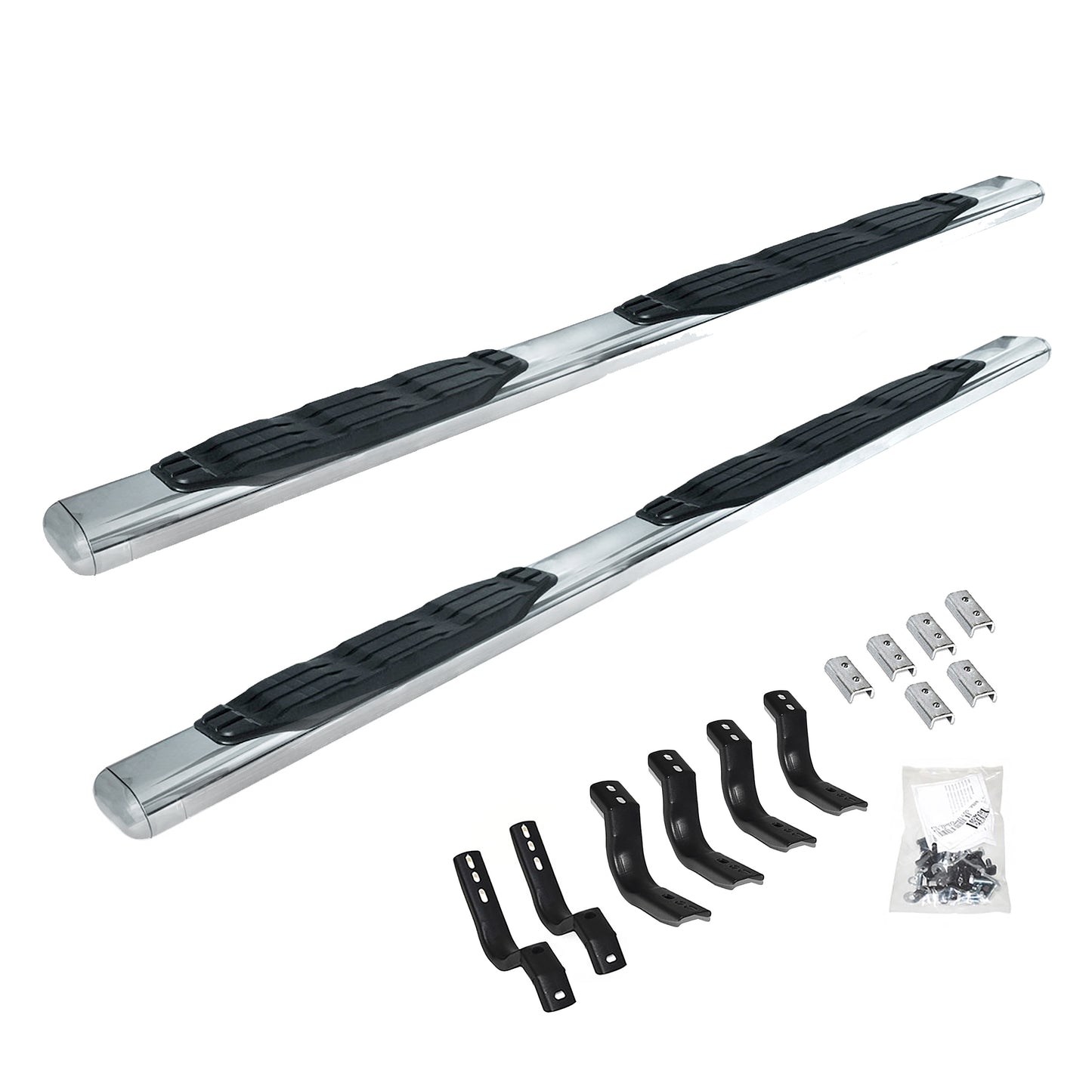 Go Rhino 104449987PS 4" 1000 Series SideSteps With Mounting Bracket Kit Polished Stainless Steel