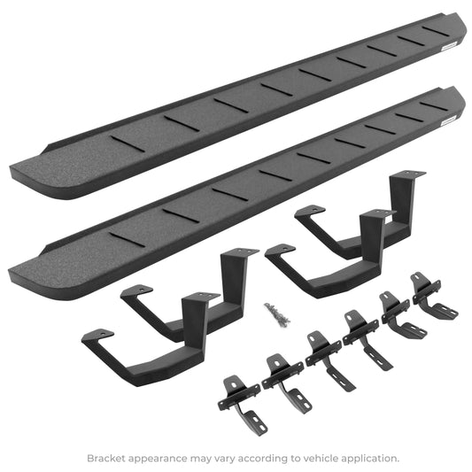 Go Rhino 6342358020T RB10 Running Boards With Mounting Brackets & 2 Pairs Of Drop Steps Kit Protective Bedliner Coating
