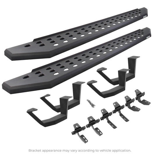 Go Rhino 6940518720PC RB20 Running Boards With Mounting Brackets & 2 Pairs Of Drop Steps Kit Textured Black