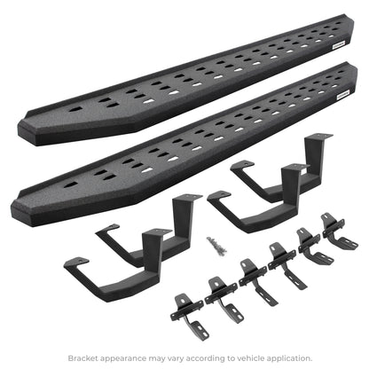 Go Rhino 6944256820T RB20 Running Boards With Mounting Brackets & 2 Pairs Of Drop Steps Kit Protective Bedliner Coating