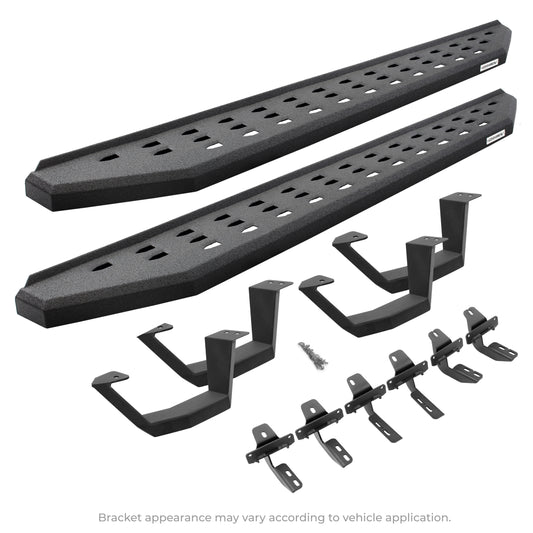 Go Rhino 6940428020T RB20 Running Boards With Mounting Brackets & 2 Pairs Of Drop Steps Kit Protective Bedliner Coating
