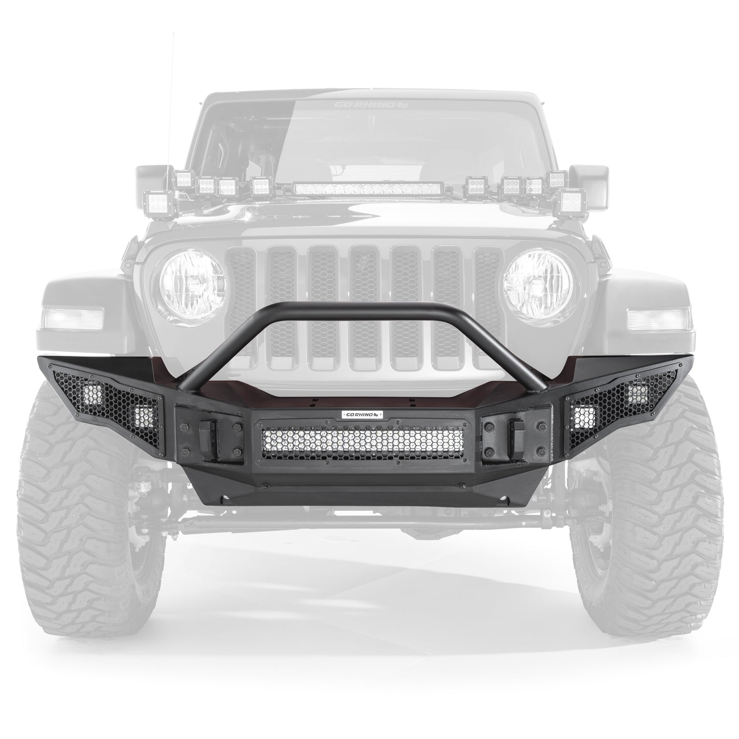 Go Rhino 331201T Rockline Front Full Width Bumper W/ Overrider Textured Black