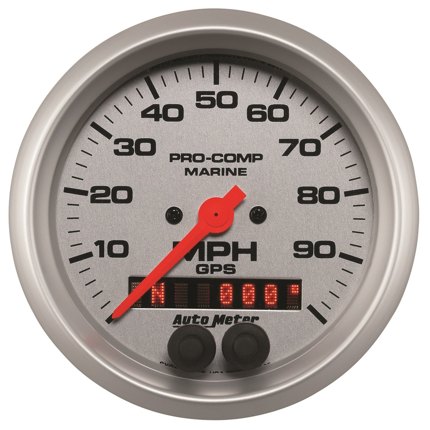 AutoMeter 3-3/8 in. GPS SPEEDOMETER 0-100 MPH MARINE SILVER ULTRA-LITE 200636-33