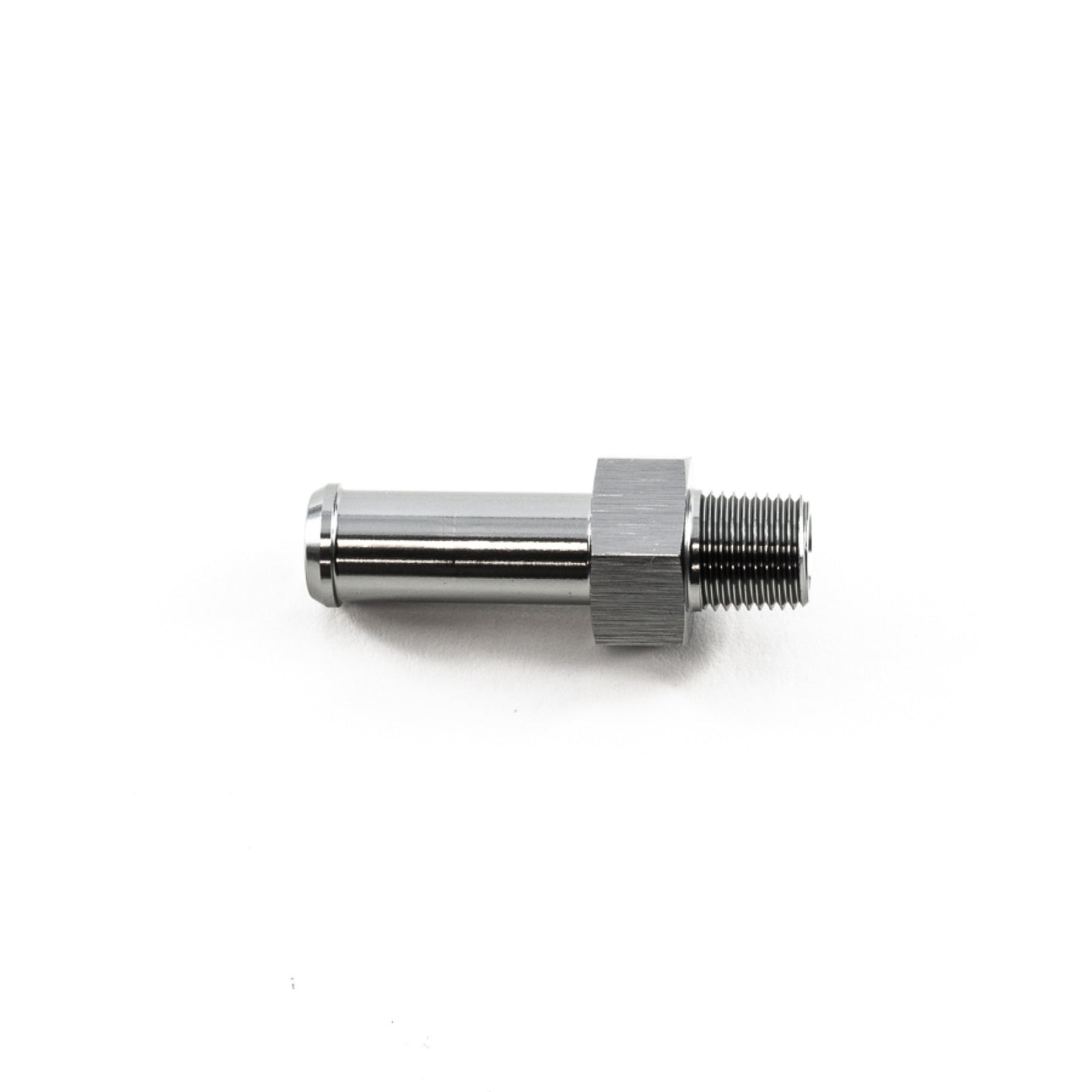 Deatschwerks 1/8 Inch NPT Male Thread to 3/8 Inch Single Hose Barb Adapter, Anodized DW Titanium DEW-6-02-0917