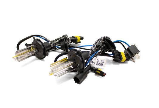 Race Sport H4QS6K - H4-1 5500K G6v2 Quick Start HID CANBUS Bulbs W/ Braided Cables (Pair)