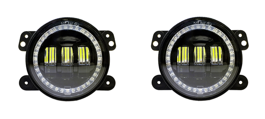 Quake LED - QTE905 - Jeep JK/CJ/TJ 4 Inch 30 Watt Fog Light RGB HD Accent Tempest Series For 1975-1983 Jeep CJ5