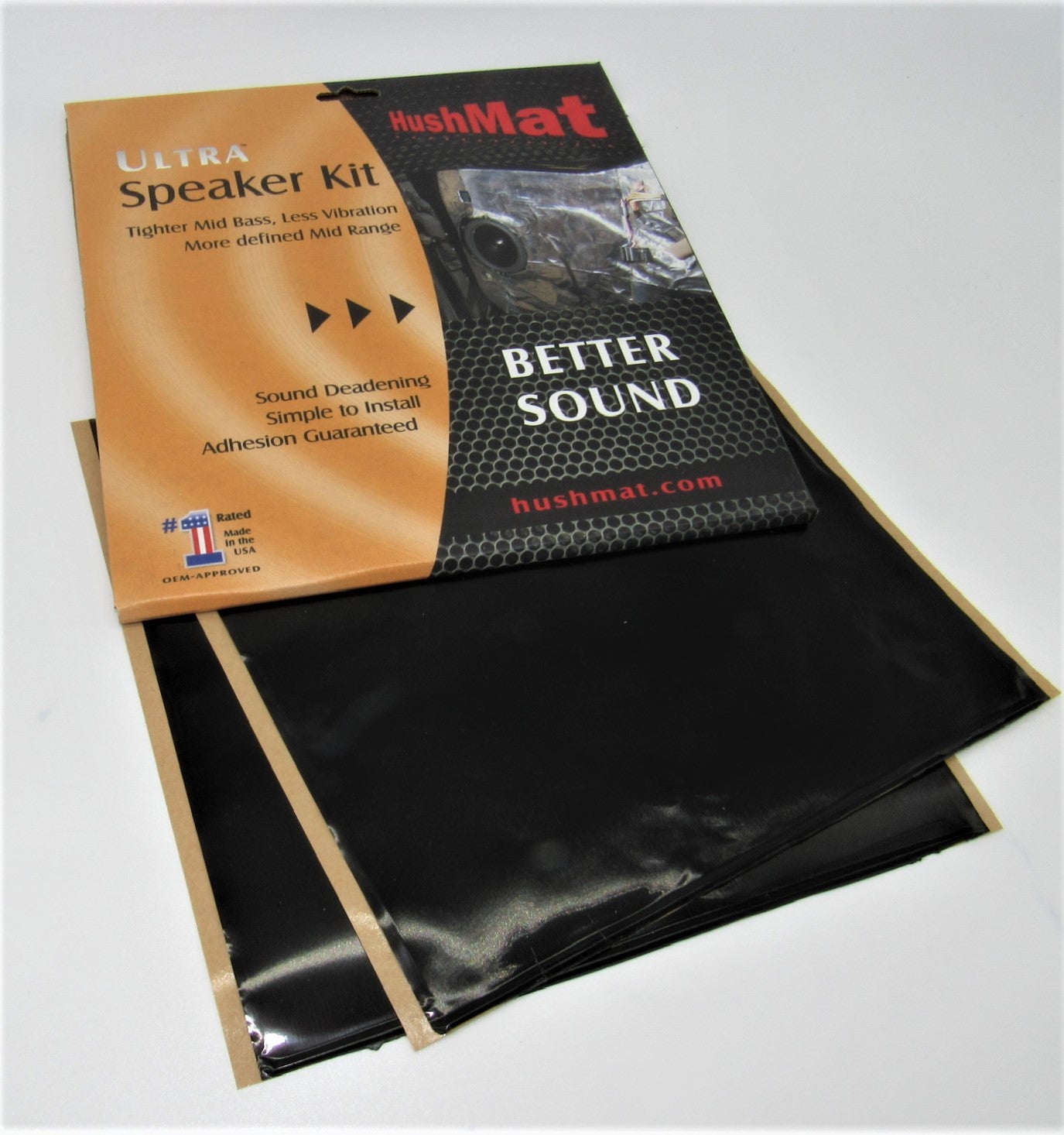 Hushmat Speaker Kit - Stealth Black Foil with Self-Adhesive Butyl-2 Sheets 10inx10in ea 1.4 sq ft 10110