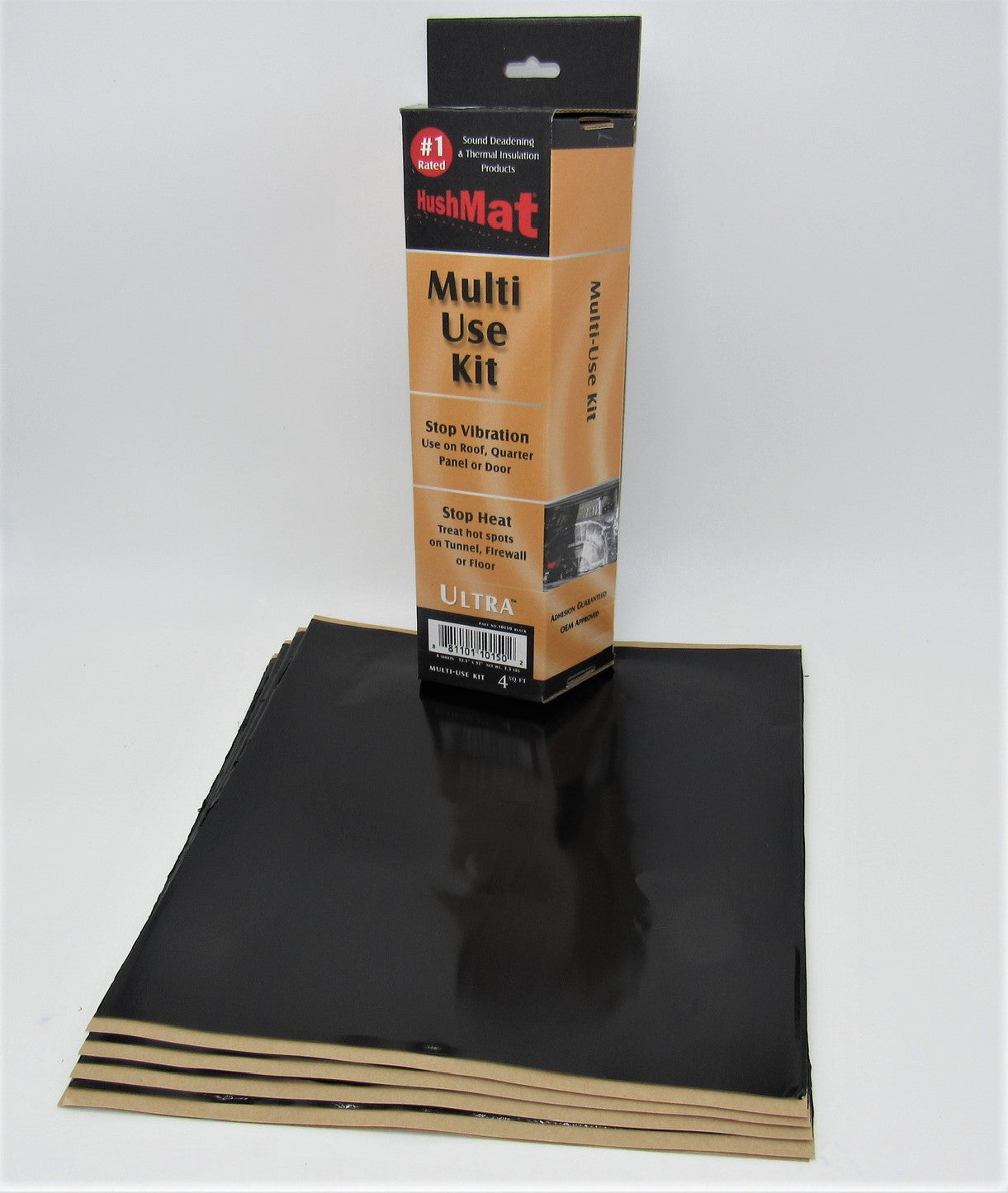 Hushmat Multi Use Kit - Stealth Black Foil with Self-Adhesive Butyl-4 Sheets 12inx11in ea 3.7 sq ft 10150