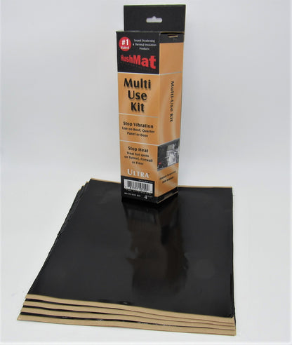 Hushmat Multi Use Kit - Stealth Black Foil with Self-Adhesive Butyl-4 Sheets 12inx11in ea 3.7 sq ft 10150