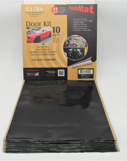 Hushmat Door Kit - Stealth Black Foil with Self-Adhesive Butyl-10 Sheets 12inx12in ea 10 sq ft 10200
