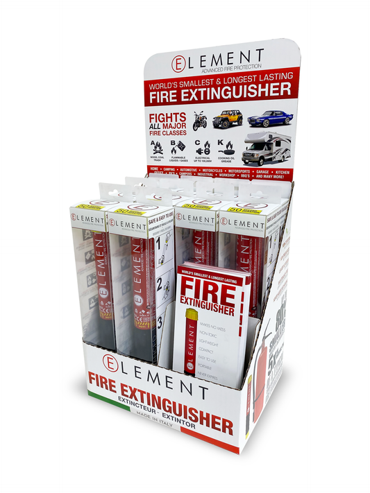 Element Advanced Fire Protection Point Of Purchase Display Includes 10pcs. 50 Second Extinguisher And Brochures 50050