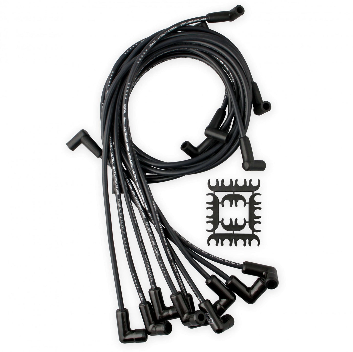 ACCEL Spark Plug Wire Set - Chevy Small Block with HEI 75-86 Wires Under Valve Cover-Black 9018CK