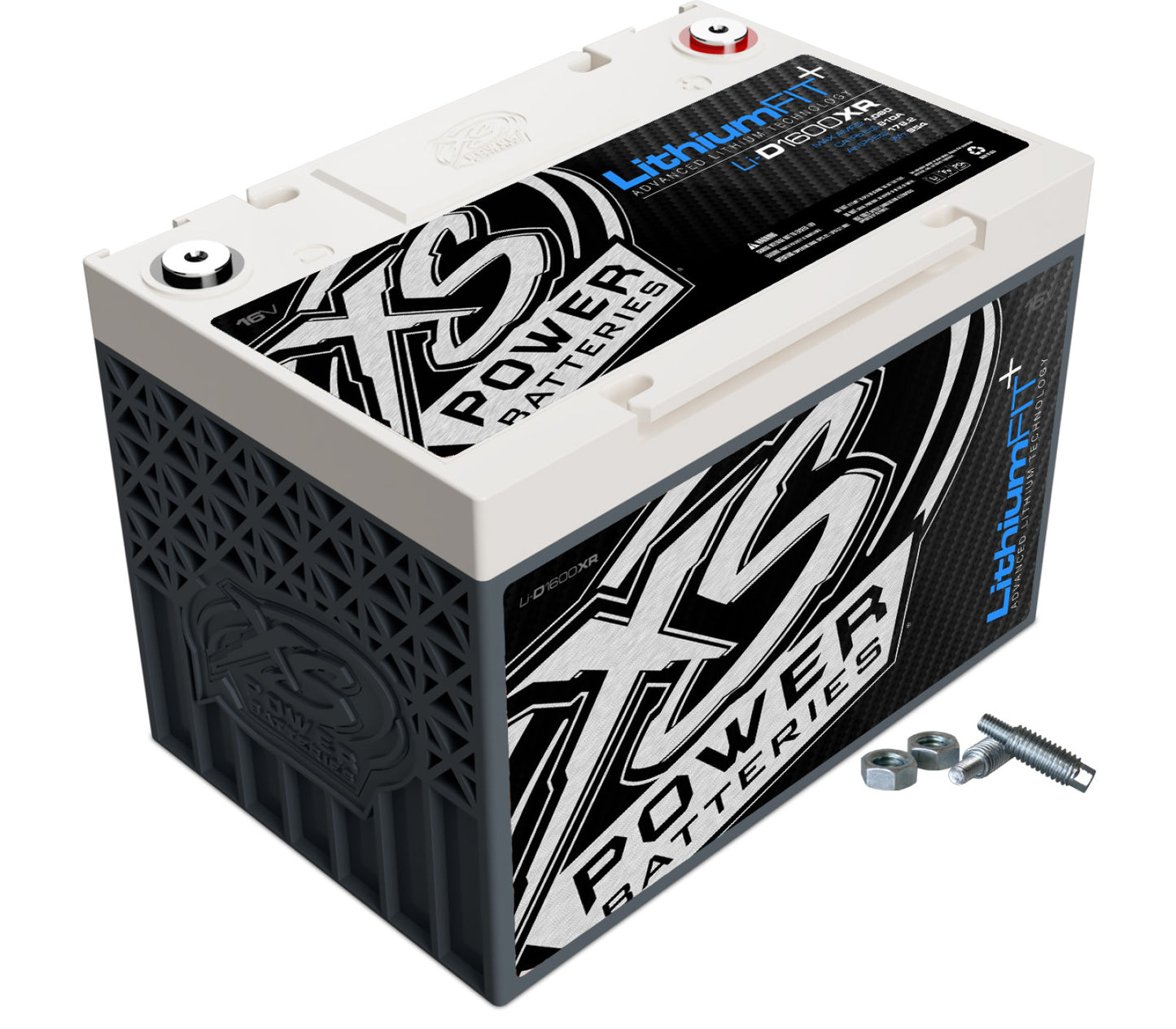 XS Power Batteries Lithium Racing 16V Batteries - Stud Adaptors/Terminal Bolts Included 1080 Max Amps Li-D1600XR