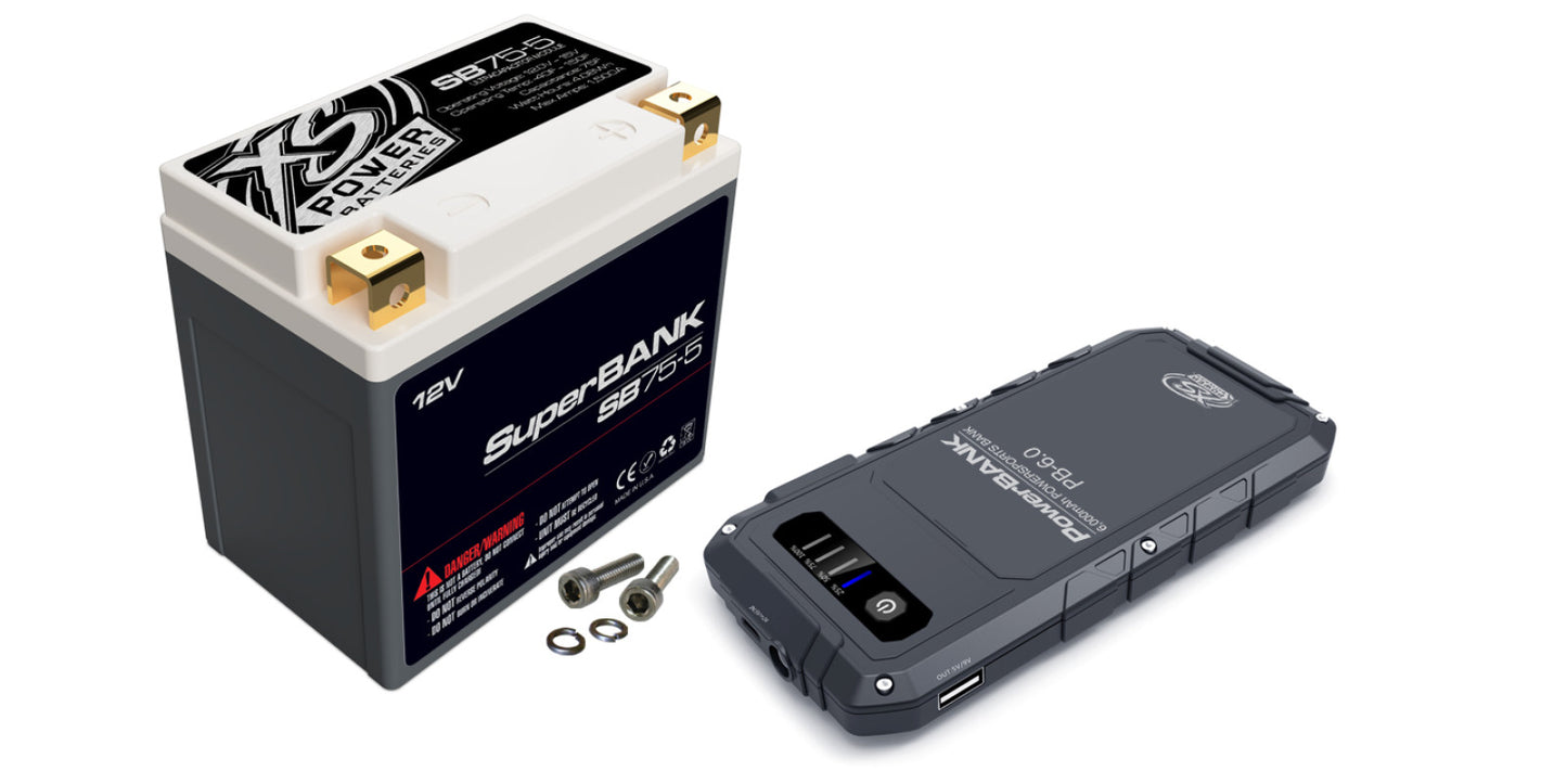 XS Power Batteries 12V Powersports Super Bank Capacitor Modules - M6 Terminal Bolts Included 1500 Max Amps SB75-5CK