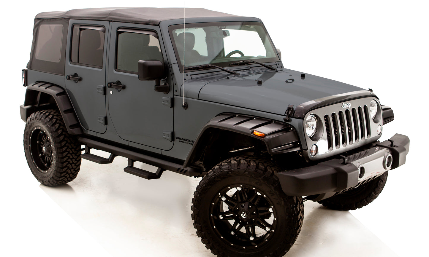 Lund RX605S Elite Series Black Rivet Style Smooth Finish 4-Piece Fender Flare Set With Stainless Bolts For 1997-2006 Jeep Wrangler