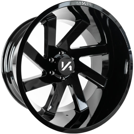 Lincoln Off Road Wheels Gloss Black Milled Edges 20x10 Right 8x170 -25 125.5mm