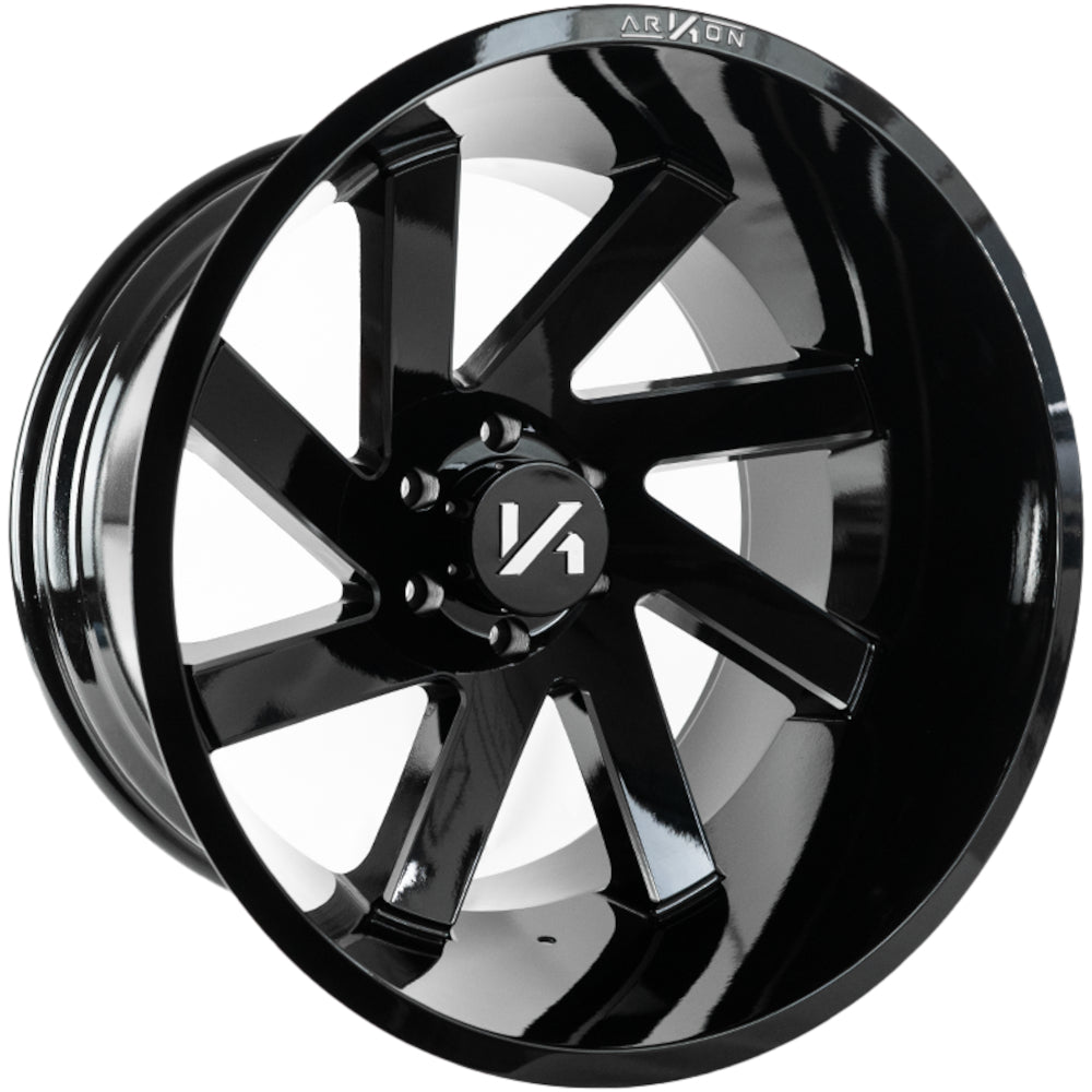 Lincoln Off Road Wheels Gloss Black Milled Edges 20x12 Right 8x6.5 -51 125.5mm