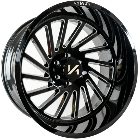 Caesar Off Road Wheels Gloss Black Milled Edges 20x10 Right 8x180 -25 125.5mm