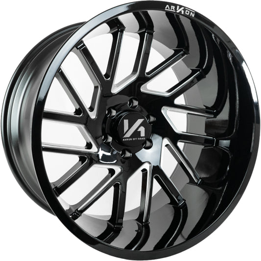 Mandela Off Road Wheels Gloss Black Milled Edges 20x12 Right 6x5.5 -51 108mm