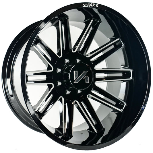 Churchill Off Road Wheels Gloss Black Milled Edges 22x12 8x6.5 -51 125.5mm