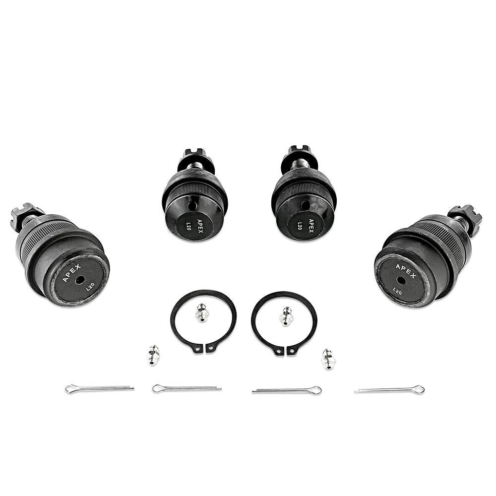 Apex Chassis Heavy Duty Ball Joint Kit Fits: 07-18 Jeep Wrangler JK 99-04 Jeep Grand Cherokee Includes: 2 Upper & 2 Lower KIT102-JJSP