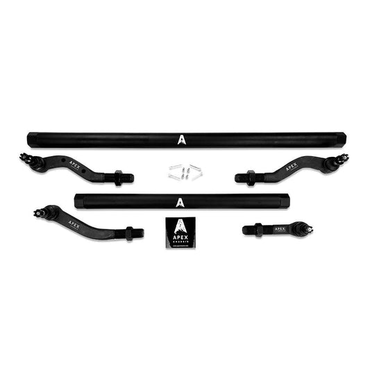 Apex Chassis Heavy Duty Tie Rod & Drag Link Assembly in Black Anodized Aluminum Fits: 07-18 Jeep Wrangler JK JKU Rubicon Sahara Sport Note this NO-FLIP kit is Fits: vehicles with a lift of 3.5 inches or less