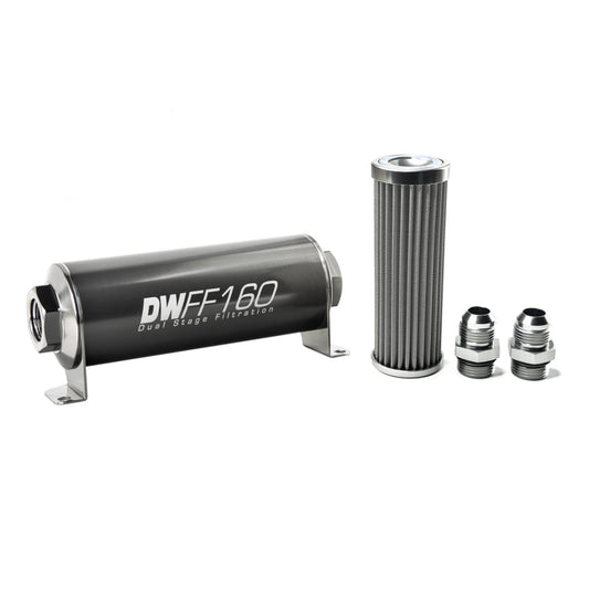 Deatschwerks In-line fuel filter element and housing kit, stainless steel 100 micron, -10AN, 160mm. Universal DEW-8-03-160-100K-10