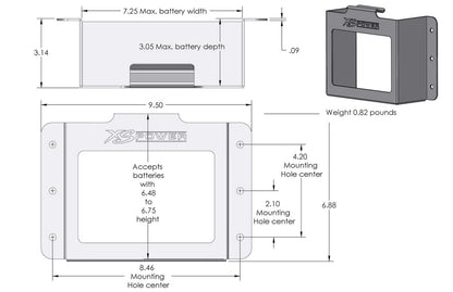 XS Power Batteries 680 Series and XP750 Stamped Aluminum Side Mount Box with Window 511