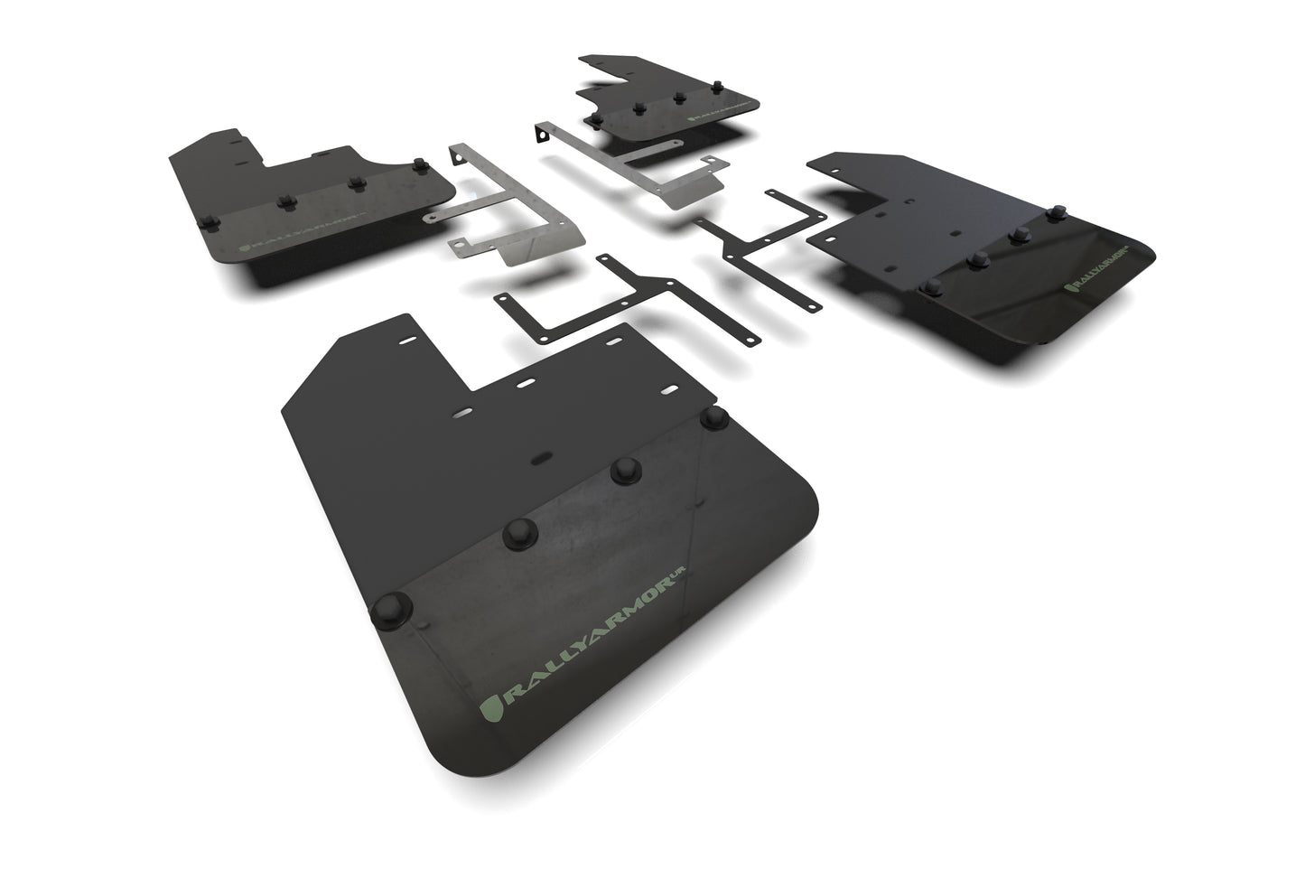Rally Armor MF104-BLK-AGN - 2019-23 Jeep JT Gladiator Mojave Rubicon - Black Mud Flap/Army Green Logo