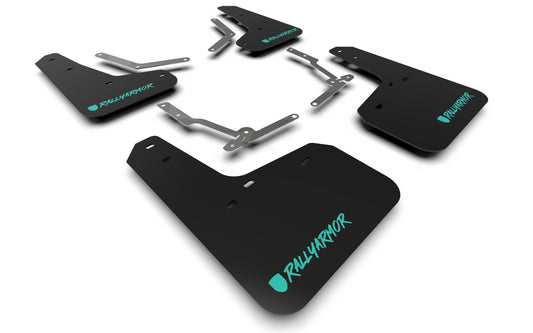 Rally Armor MF27-UR-BLK/TL-X - 2013-2019 Ford Focus SE Titanium ST RS - Black Mud Flap/Altered Font Teal Logo