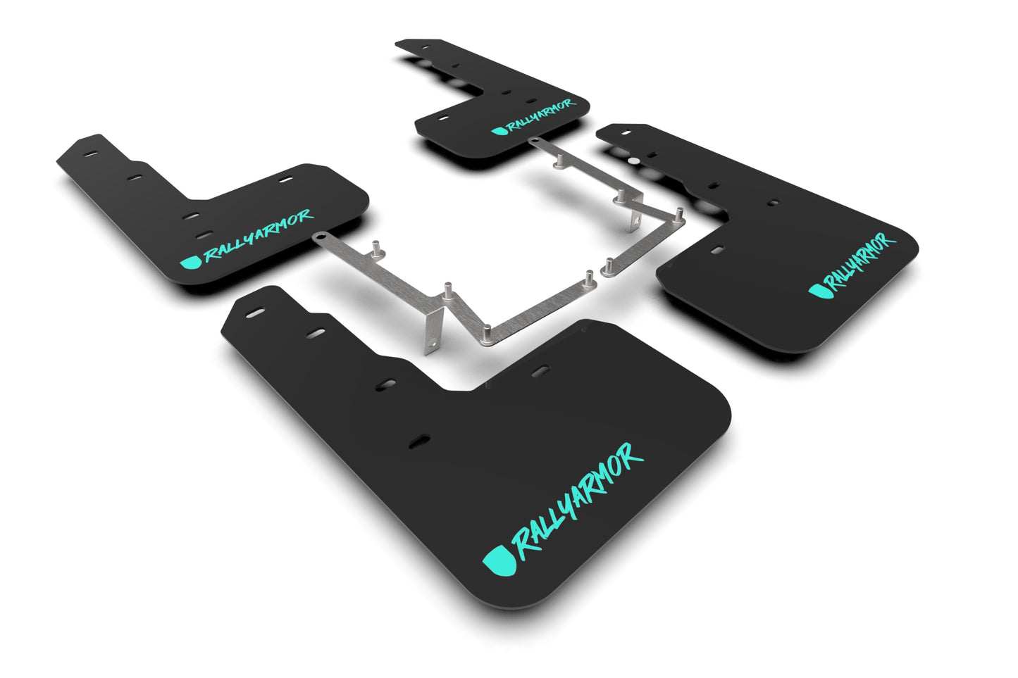 Rally Armor MF47-UR-BLK/TL-X - 2017-2020 Honda Civic Type R - Black Mud Flap/Altered Font Teal Logo