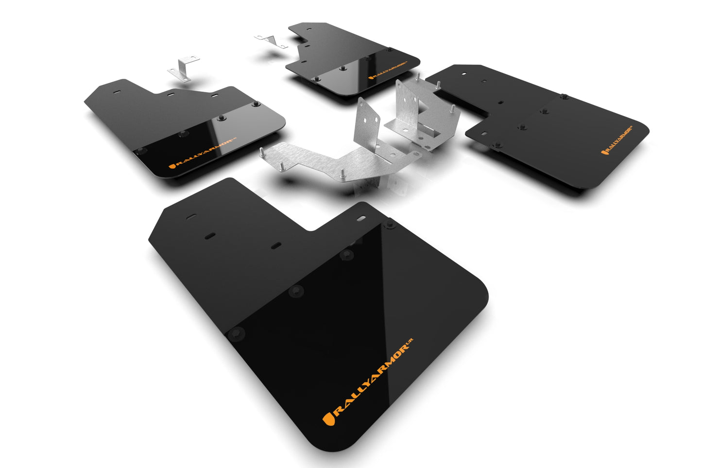 Rally Armor MF85-NO-PL-COR - 2021+ Ford Bronco With Plastic Rear Bumper No Rock Rails And No Running Boards - Black Mud Flap/Cy Orange Logo