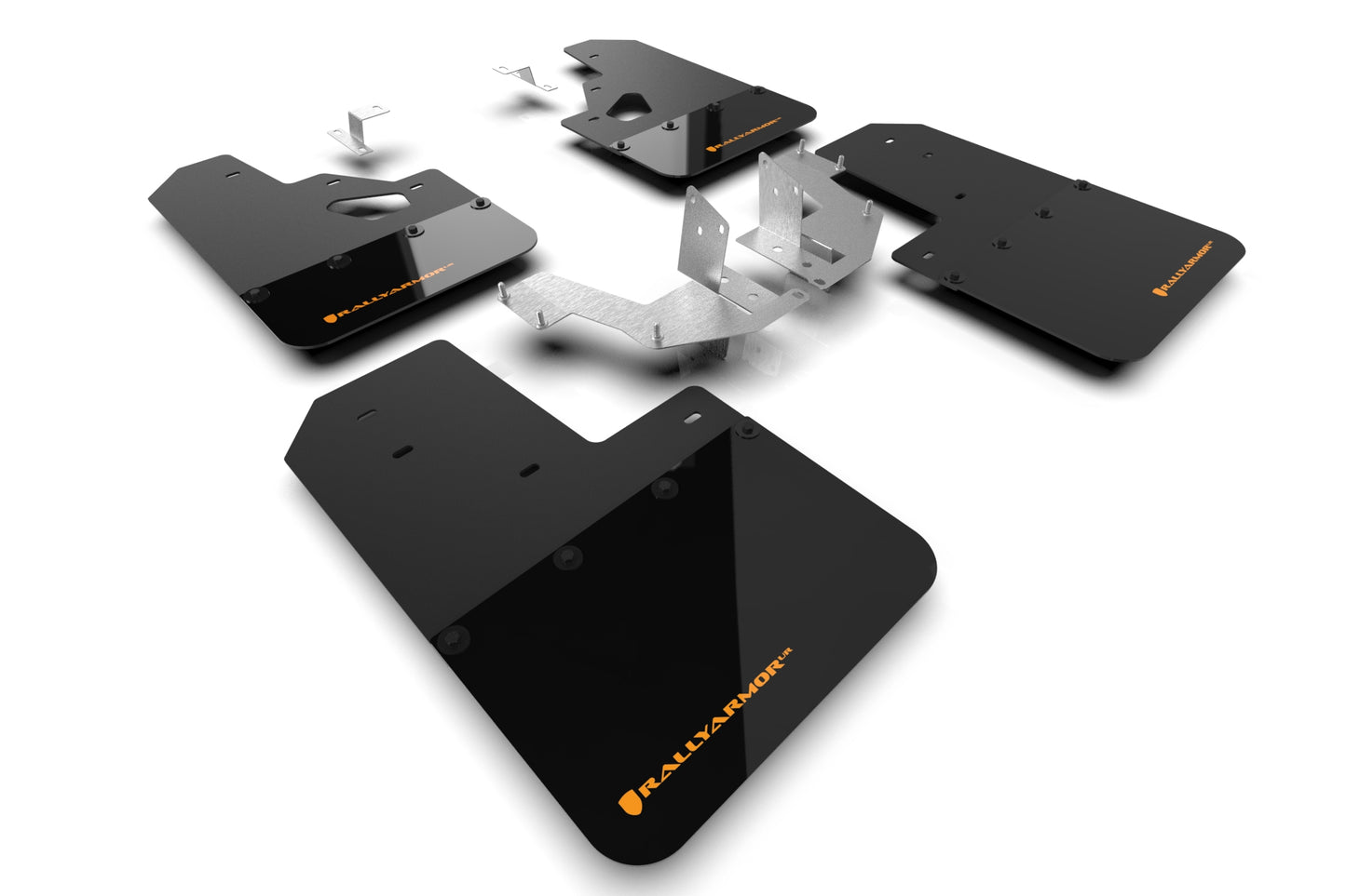 Rally Armor MF85-RR-PL-COR - 2021+ Ford Bronco With Factory Rock Rails And Plastic Rear Bumper - Black Mud Flap/Cy Orange Logo