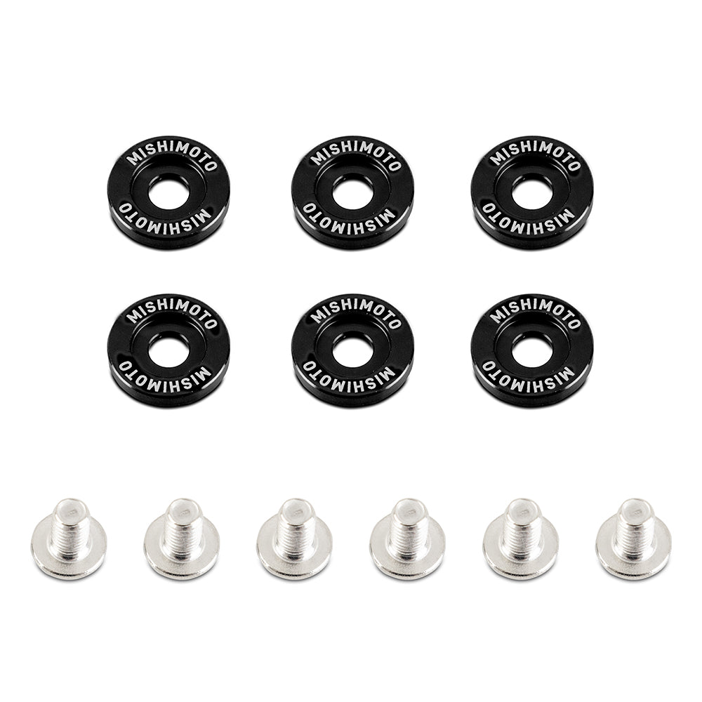 Mishimoto M6 X 1.0 Fender Washer and Bolt Kit, 16.7mm OD, 6 pcs, Black MMFW-SM-6BK