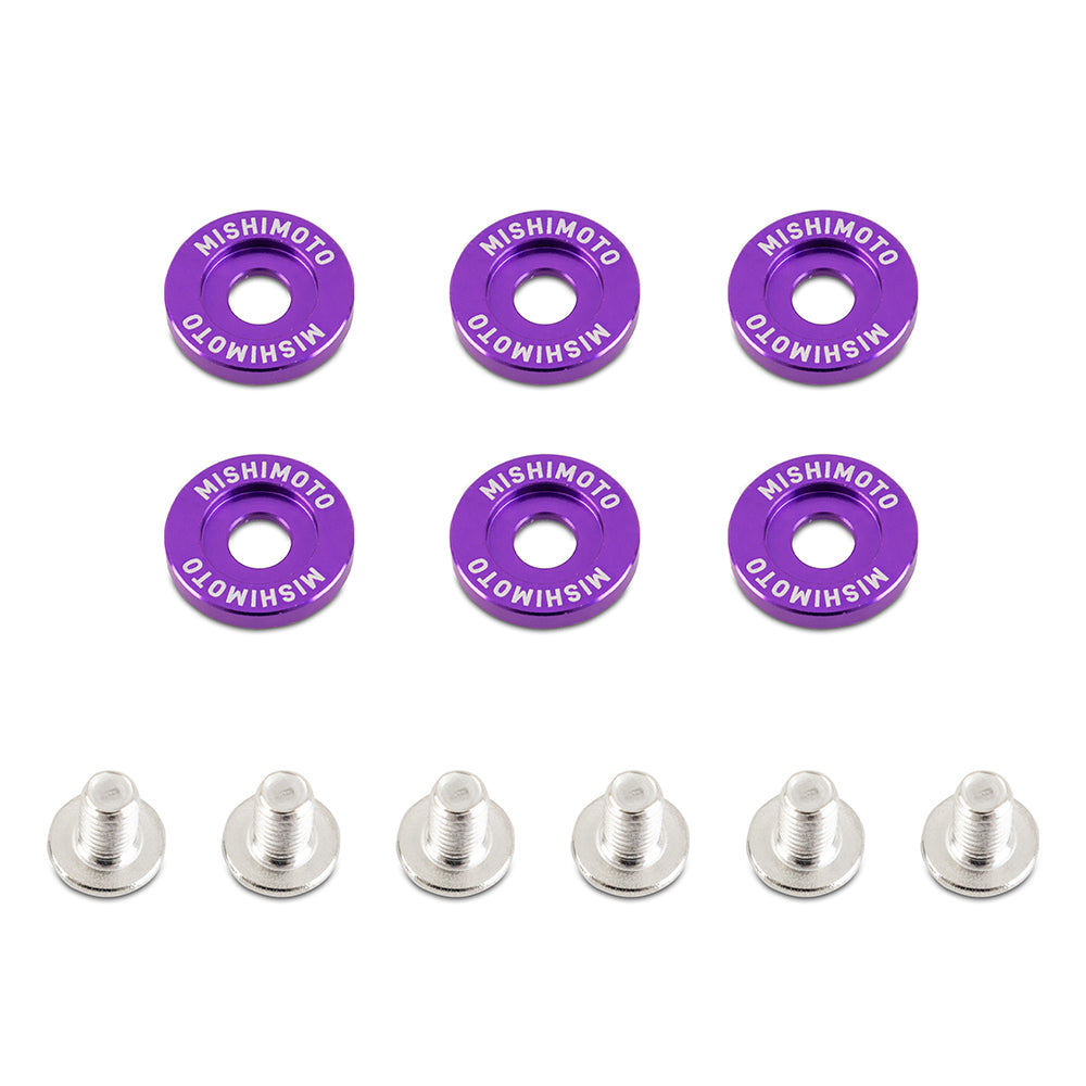 Mishimoto M6 X 1.0 Fender Washer and Bolt Kit, 16.7mm OD, 6 pcs, Purple MMFW-SM-6PR