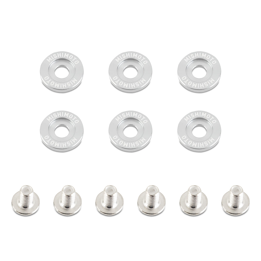 Mishimoto M6 X 1.0 Fender Washer and Bolt Kit, 16.7mm OD, 6 pcs, Silver MMFW-SM-6SL