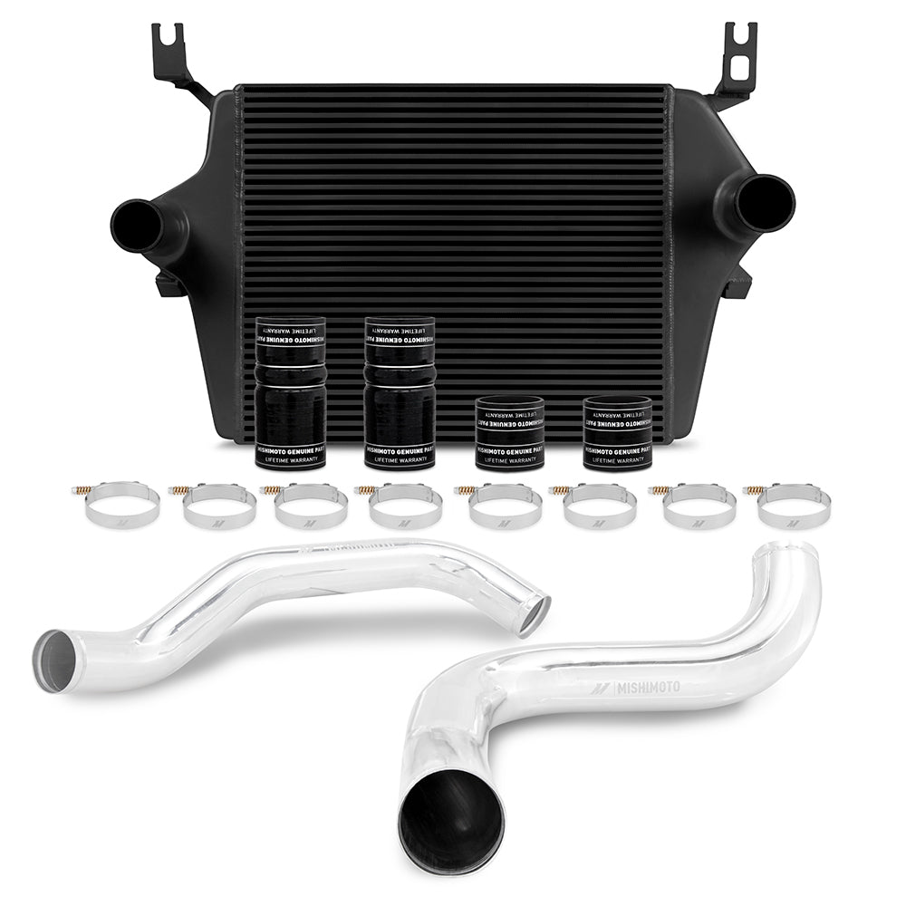 Mishimoto Ford 7.3L Powerstroke Intercooler Kit, 1999-2003 Black Cooler, Polished Pipes MMINT-F2D-99KBKP
