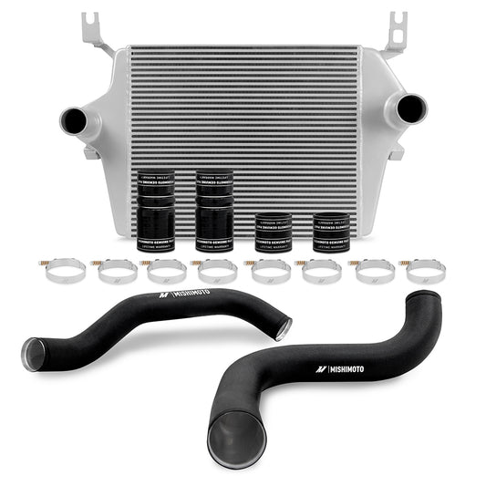 Mishimoto Ford 7.3L Powerstroke Intercooler Kit, 1999-2003 Silver Cooler, Black Pipes MMINT-F2D-99KSLBK