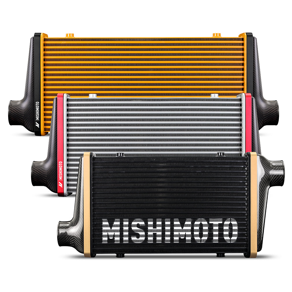 Mishimoto MMINT-UCF, Gloss Tanks, 450mm Gold Core, Straight, Blue Anodized V-Band MMINT-UCF-G4G-S-BL