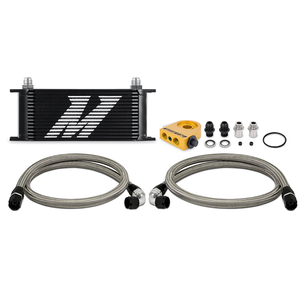 Mishimoto Universal Thermostatic Oil Cooler Kit, 16-Row, Black MMOC-U16TBK