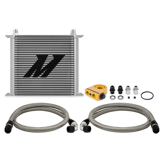 Mishimoto Universal Thermostatic Oil Cooler Kit, 34-Row, Silver MMOC-U34TSL