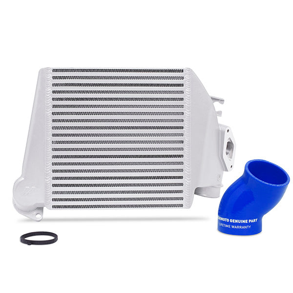 Mishimoto Subaru WRX 2008-2014 Top-Mount Intercooler Silver Cooler, Blue Hoses MMTMIC-WRX-08SLBL