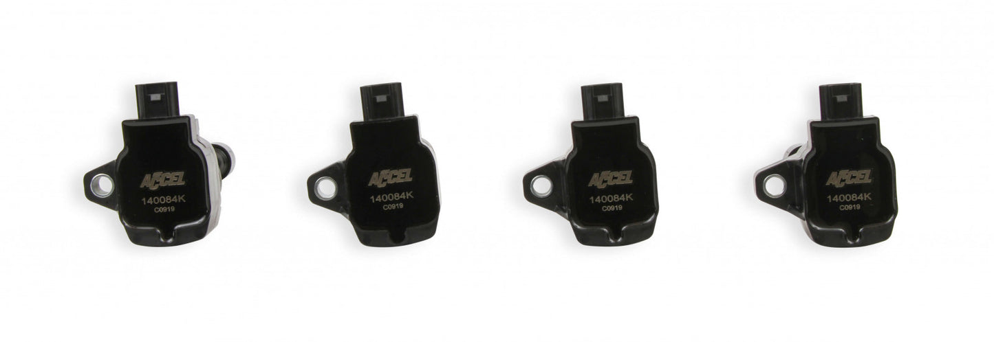 ACCEL Ignition Coils - 2015-2020 Honda Civic 2.0L, 2.0L Turbo and Fit 1.5L 4-cylinder, Black, 4-Pack 140084K-4