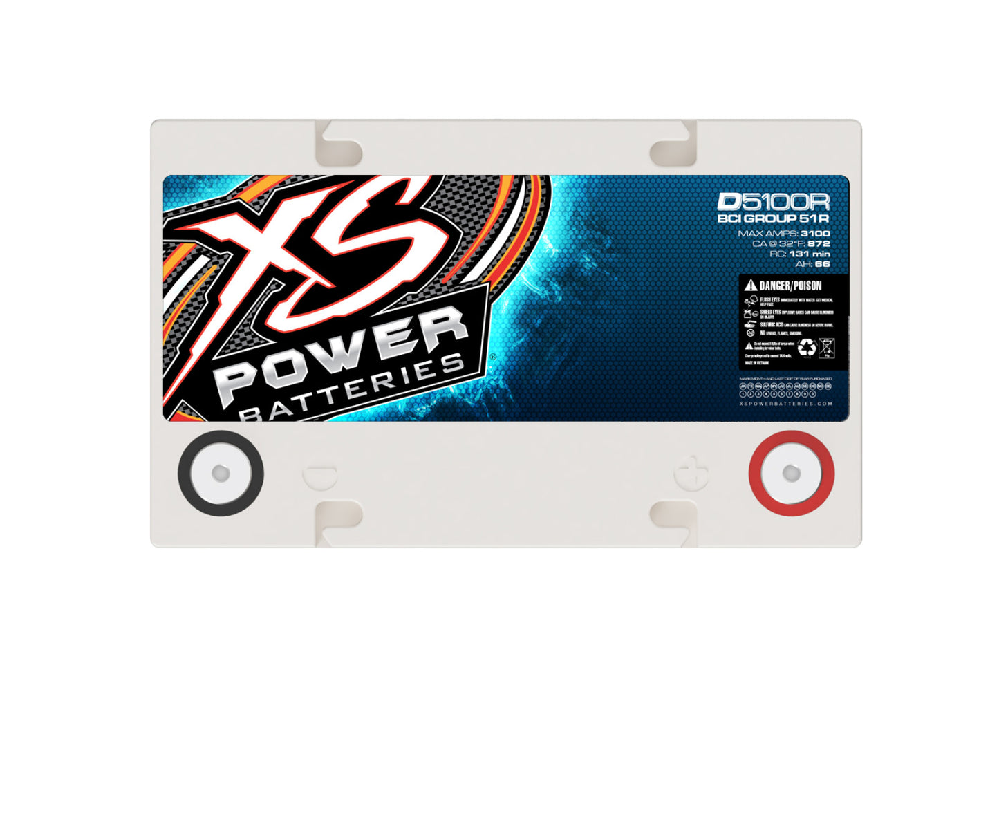 XS Power Batteries 12V AGM D Series Batteries - M6 Terminal Bolts Included 3100 Max Amps D5100R