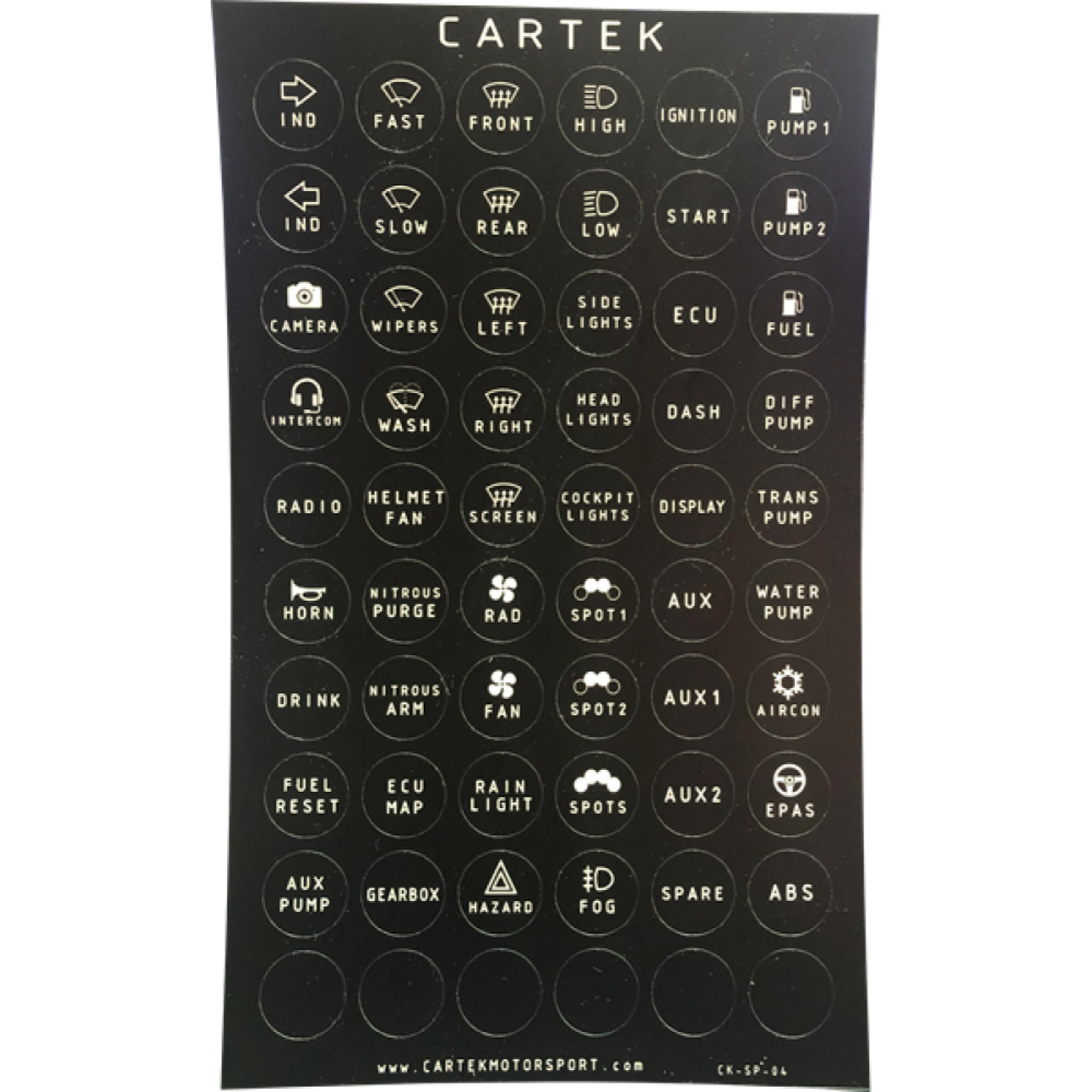 Cartek Power Distribution Panel Labels (Retro) CK-SP-05